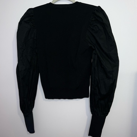 Zara Black Knit Long Puff Sleeve Top - Picture 4 of 7